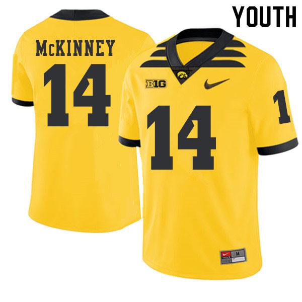 2019 Youth #14 Daraun McKinney Iowa Hawkeyes College Football Alternate Jerseys Sale-Gold